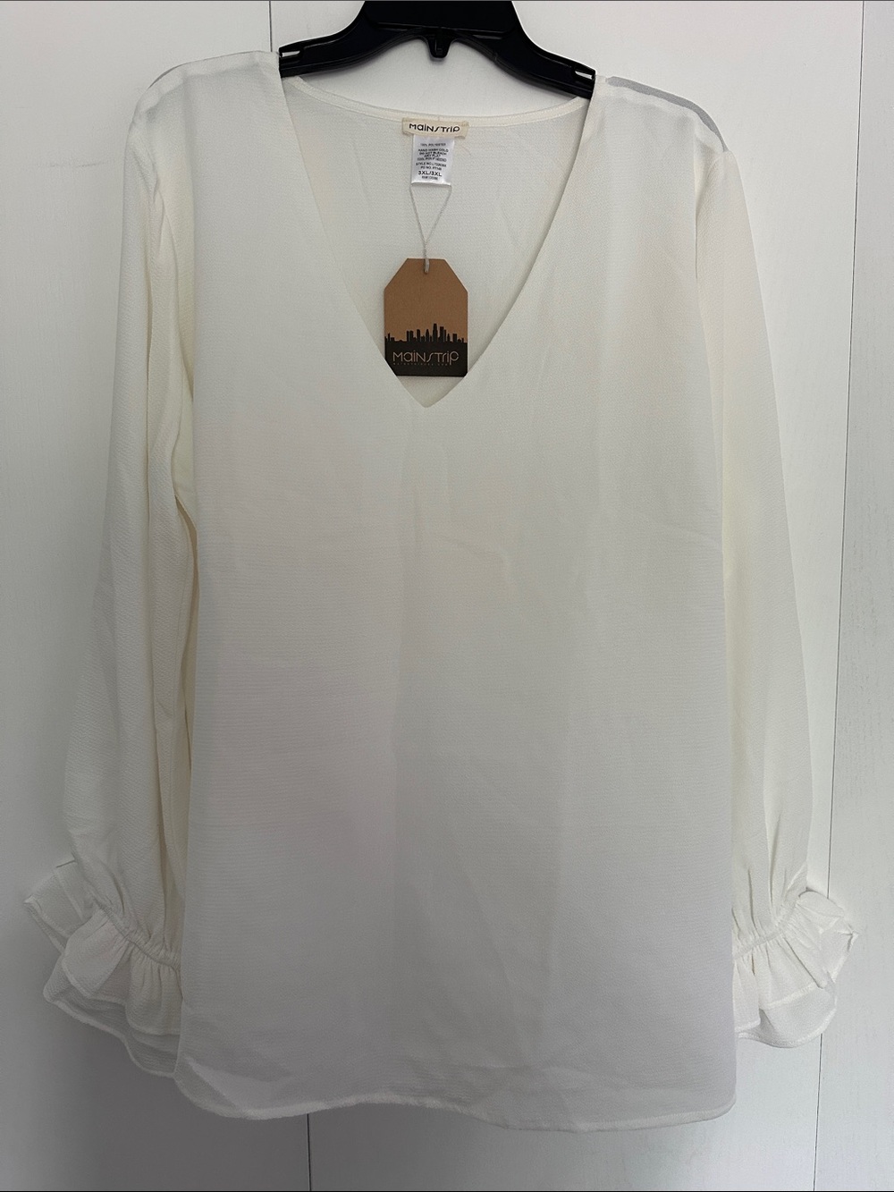 Main Strip V-Neck Long Sleeve Women's Blouse